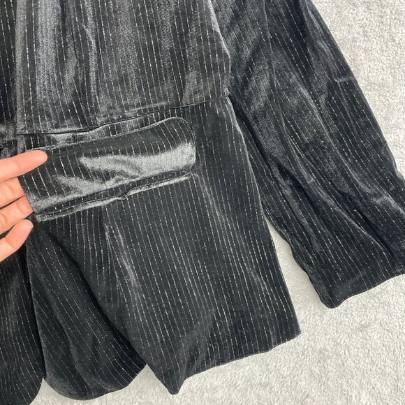 NEW Ava & Viv Women’s 2X Velvet Blazer Metallic Black Pinstripe i1607 - Picture 11 of 12